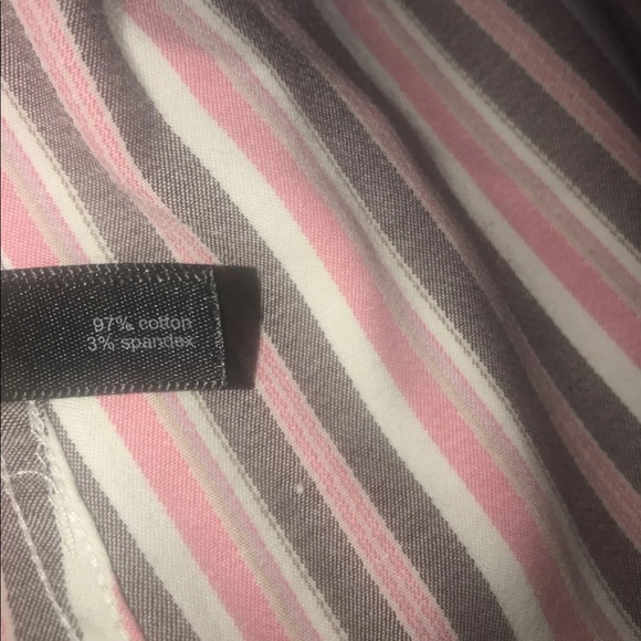 Pink stripe button down collar dress shirt L - Picture 6 of 8